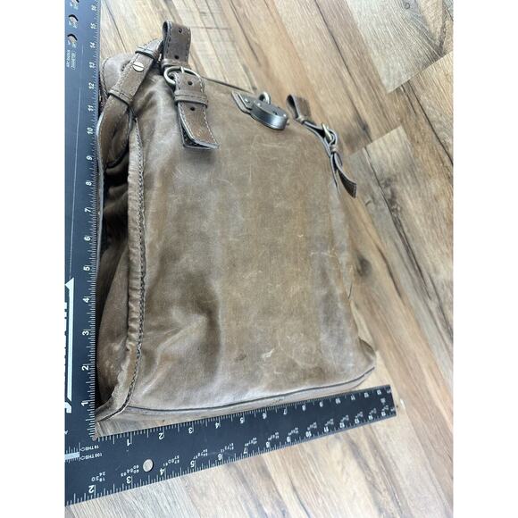 AllSaints Tote Bag Olive Green Suede Handbag Purse Shoulder Bag - Picture 5 of 9